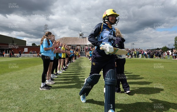 050525 - Glamorgan Women v Gloucestershire Women, Vitality T20 Women’s County Cup - Glamorgan opening betters Daisy Jeanes of Glamorgan Women and Lauren Parfitt of Glamorgan Women take to the pitch for the match