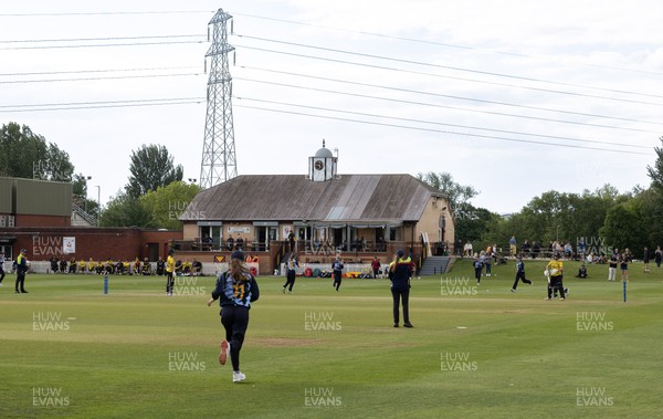 050525 - Glamorgan Women v Gloucestershire Women, Vitality T20 Women’s County Cup - Glamorgan celebrate taking the wicket of Caitlin Belcher of Gloucestershire