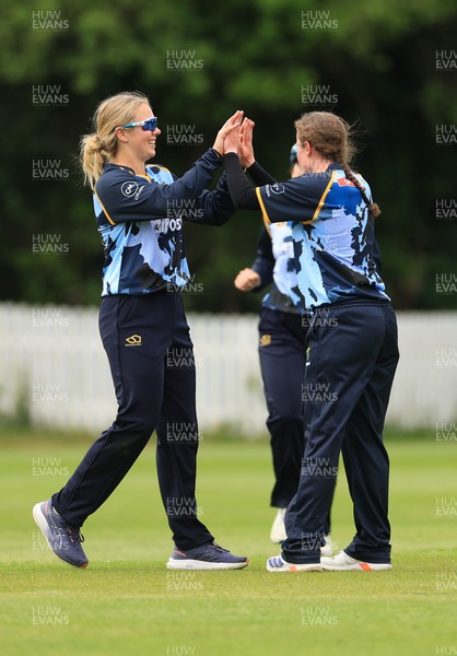 050525 - Glamorgan Women v Gloucestershire Women, Vitality T20 Women’s County Cup - Glamorgan celebrate taking the wicket of Georgina Cant of Gloucestershire