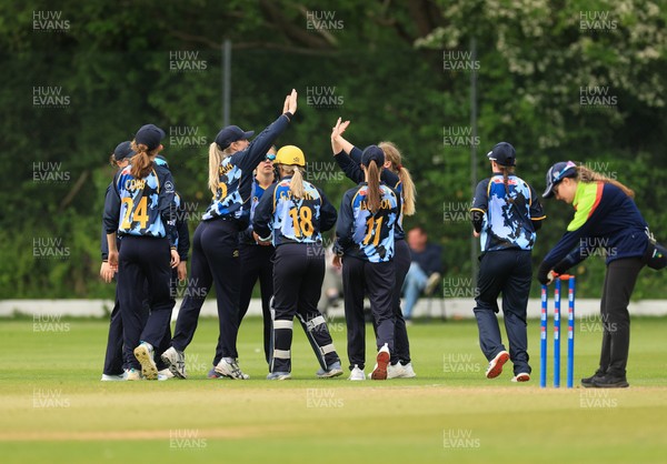 050525 - Glamorgan Women v Gloucestershire Women, Vitality T20 Women’s County Cup - Glamorgan celebrate taking the wicket of Katie Dolman of Gloucestershire