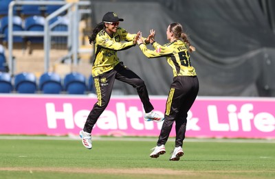 120726 - Glamorgan Women v Gloucestershire Women, Vitality Blast Women League 2 Final - Prarthana Reddy of Gloucestershire Women celebrates after she catches Megan Sturge of Glamorgan Women