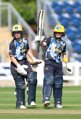 120726 - Glamorgan Women v Gloucestershire Women, Vitality Blast Women League 2 Final - Beth Gammon of Glamorgan Women celebrates as she makes her 50