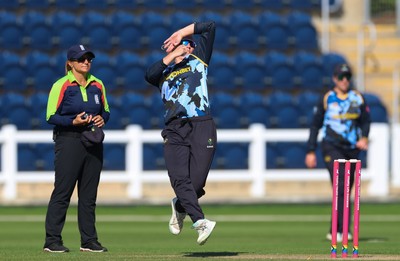 120726 - Glamorgan Women v Gloucestershire Women, Vitality Blast Women League 2 Final - Gemma Porter of Glamorgan Women bowls