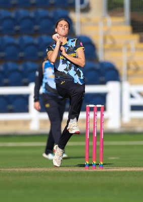 120726 - Glamorgan Women v Gloucestershire Women, Vitality Blast Women League 2 Final - Eve Jackson of Glamorgan Women bowls