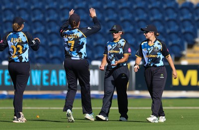 120726 - Glamorgan Women v Gloucestershire Women, Vitality Blast Women League 2 Final - Daisy Mullan of Glamorgan Women celebrates after she catches Meg Ahearne of Gloucestershire Women