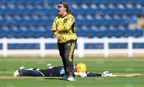 120726 - Glamorgan Women v Gloucestershire Women, Vitality Blast Women League 2 Final - Liv Daniels of Gloucestershire Women celebrates after she runs out Daisy Jeanes of Glamorgan Women