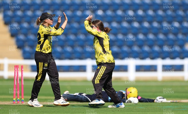 120726 - Glamorgan Women v Gloucestershire Women, Vitality Blast Women League 2 Final - Liv Daniels of Gloucestershire Women celebrates after she runs out Daisy Jeanes of Glamorgan Women
