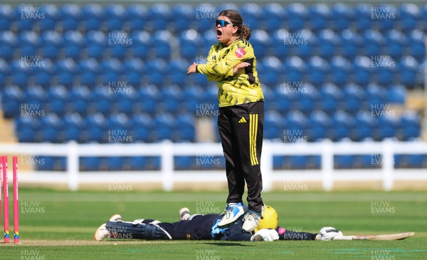 120726 - Glamorgan Women v Gloucestershire Women, Vitality Blast Women League 2 Final - Liv Daniels of Gloucestershire Women celebrates after she runs out Daisy Jeanes of Glamorgan Women