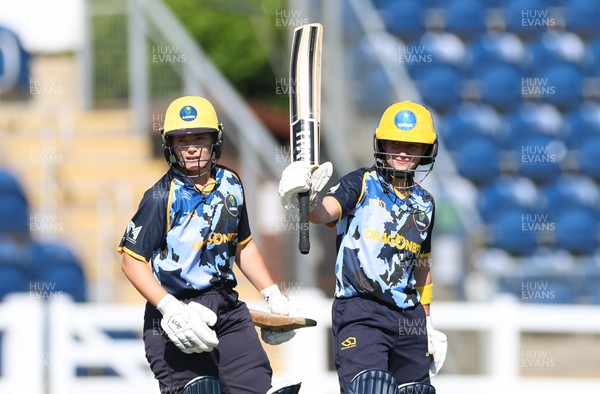 120726 - Glamorgan Women v Gloucestershire Women, Vitality Blast Women League 2 Final - Beth Gammon of Glamorgan Women celebrates as she makes her 50