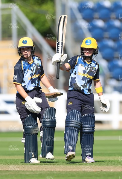 120726 - Glamorgan Women v Gloucestershire Women, Vitality Blast Women League 2 Final - Beth Gammon of Glamorgan Women celebrates as she makes her 50