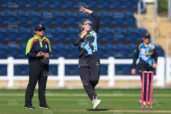120726 - Glamorgan Women v Gloucestershire Women, Vitality Blast Women League 2 Final - Gemma Porter of Glamorgan Women bowls