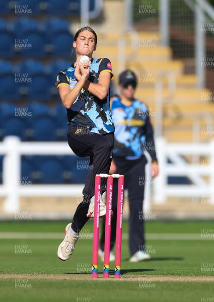 120726 - Glamorgan Women v Gloucestershire Women, Vitality Blast Women League 2 Final - Eve Jackson of Glamorgan Women bowls