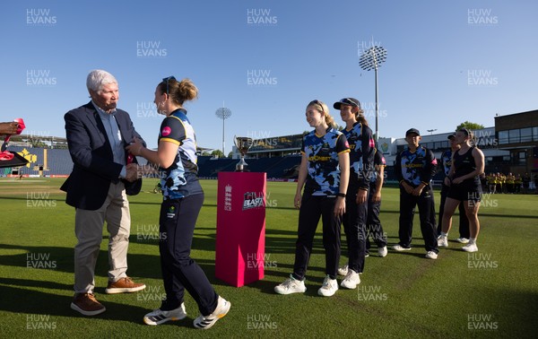 120726 - Glamorgan Women v Gloucestershire Women, Vitality Blast Women League 2 Final - Glamorgan Women receive their winners medals