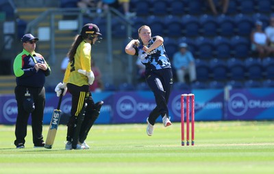 130725 -  Glamorgan Women v Gloucestershire Women, Vitality Blast Women League 2, South Group - Poppy Tulloch of Glamorgan Women bowls