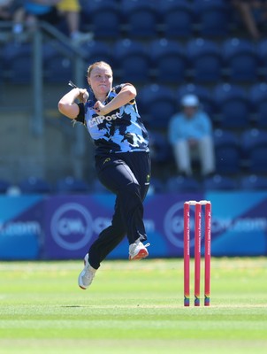 130725 -  Glamorgan Women v Gloucestershire Women, Vitality Blast Women League 2, South Group - Poppy Tulloch of Glamorgan Women bowls