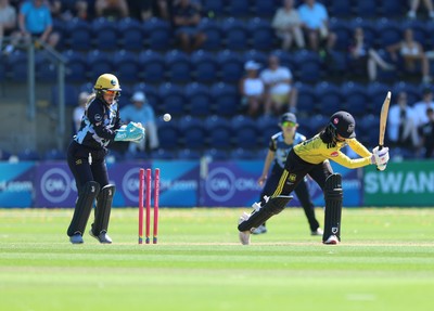 130725 -  Glamorgan Women v Gloucestershire Women, Vitality Blast Women League 2, South Group - Prarthana Reddy of Gloucestershire Women is bowled by Katy Cobb of Glamorgan Women