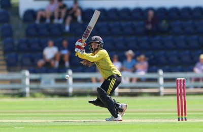 130725 -  Glamorgan Women v Gloucestershire Women, Vitality Blast Women League 2, South Group - Meg Ahearne of Gloucestershire Women plays a shot