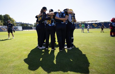 130725 -  Glamorgan Women v Gloucestershire Women, Vitality Blast Women League 2, South Group - Te Glamorgan Women team huddle up at the start of the match