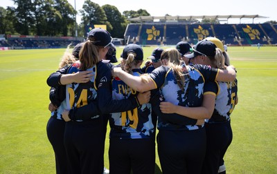 130725 -  Glamorgan Women v Gloucestershire Women, Vitality Blast Women League 2, South Group - Te Glamorgan Women team huddle up at the start of the match