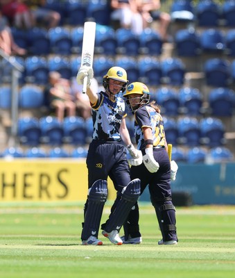 130725 -  Glamorgan Women v Gloucestershire Women, Vitality Blast Women League 2, South Group - Bethan Ellis of Glamorgan Women celebrates her 50