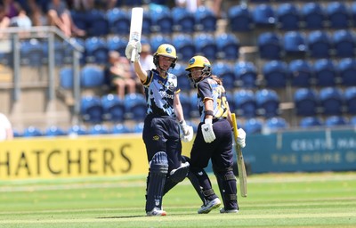 130725 -  Glamorgan Women v Gloucestershire Women, Vitality Blast Women League 2, South Group - Bethan Ellis of Glamorgan Women celebrates her 50