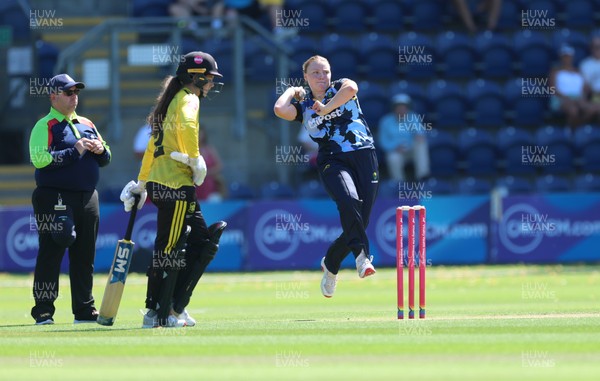 130725 -  Glamorgan Women v Gloucestershire Women, Vitality Blast Women League 2, South Group - Poppy Tulloch of Glamorgan Women bowls