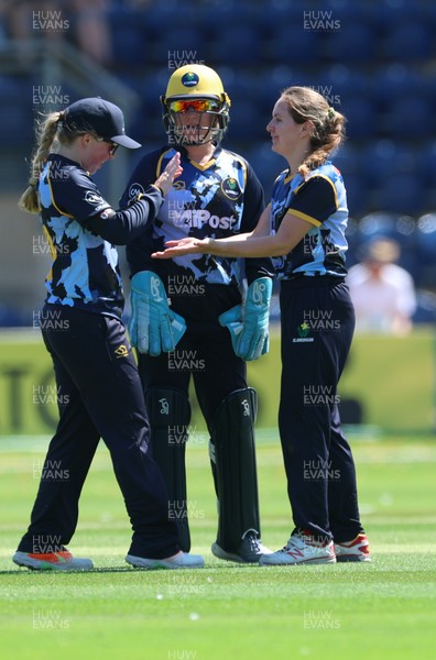 130725 -  Glamorgan Women v Gloucestershire Women, Vitality Blast Women League 2, South Group - Nicole Reid of Glamorgan Women celebrates after she bowls Melissa Story of Gloucestershire Women