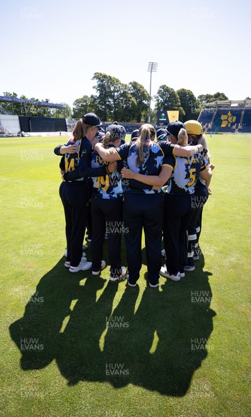 130725 -  Glamorgan Women v Gloucestershire Women, Vitality Blast Women League 2, South Group - Te Glamorgan Women team huddle up at the start of the match