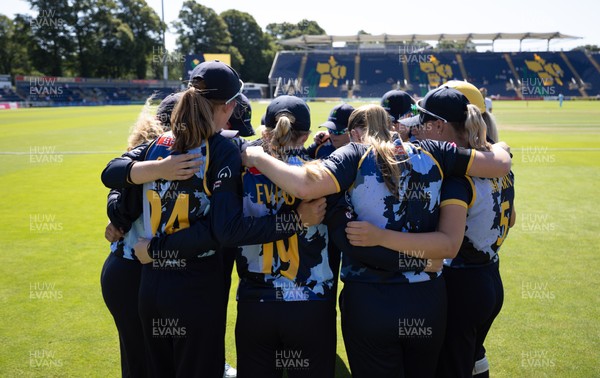 130725 -  Glamorgan Women v Gloucestershire Women, Vitality Blast Women League 2, South Group - Te Glamorgan Women team huddle up at the start of the match