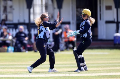 170525 - Glamorgan Women v Lancashire Thunder - T20 Women�s County Cup - Gemma Porter of Glamorgan celebrates with team mates after the second wicket