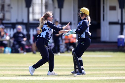 170525 - Glamorgan Women v Lancashire Thunder - T20 Women�s County Cup - Gemma Porter of Glamorgan celebrates with team mates after the second wicket