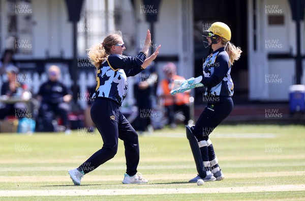 170525 - Glamorgan Women v Lancashire Thunder - T20 Women�s County Cup - Gemma Porter of Glamorgan celebrates with team mates after the second wicket