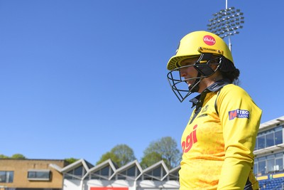 190426 - Glamorgan Women v Leicestershire Foxes Women - Metro Bank One Day Cup Women League 2 - Lauren Parfitt of Glamorgan Women enters the field of play