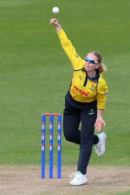 190426 - Glamorgan Women v Leicestershire Foxes Women - Metro Bank One Day Cup Women League 2 - Gemma Porter of Glamorgan Women bowling