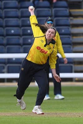 190426 - Glamorgan Women v Leicestershire Foxes Women - Metro Bank One Day Cup Women League 2 - Sara Phillips of Glamorgan Women bowling