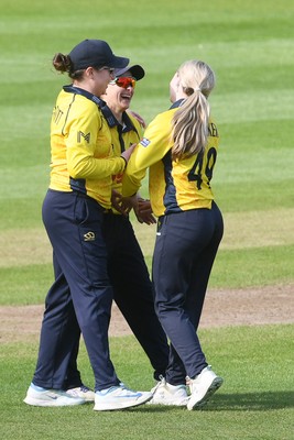 190426 - Glamorgan Women v Leicestershire Foxes Women - Metro Bank One Day Cup Women League 2 - Bethan Gammon of Glamorgan Women catches the ball to dismiss Holly Whitfield of Leicestershire Women