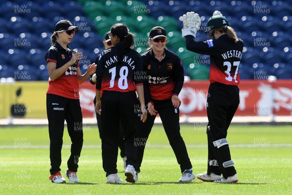 190426 - Glamorgan Women v Leicestershire Foxes Women - Metro Bank One Day Cup Women League 2 - Caitlin Chissell of Leicestershire Women catches the ball to dismiss Bethan Ellis of Glamorgan Women
