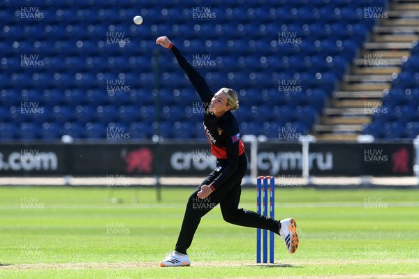 190426 - Glamorgan Women v Leicestershire Foxes Women - Metro Bank One Day Cup Women League 2 - Holly Whitfield of Leicestershire bowling