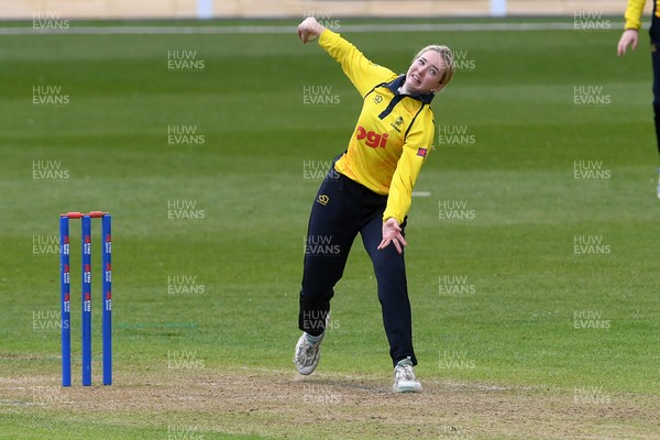 190426 - Glamorgan Women v Leicestershire Foxes Women - Metro Bank One Day Cup Women League 2 - Poppy Walker of Glamorgan Women bowling