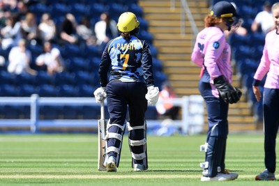030726 - Glamorgan Women v Middlesex Women - Vitality Blast Women League 2 - Lauren Parfitt of Glamorgan Women is LBW to the bowling of Hannah Davis of Middlesex Women