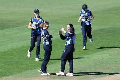 030726 - Glamorgan Women v Middlesex Women - Vitality Blast Women League 2 - Sara Phillips of Glamorgan Women bowls the ball to dismiss Finty Trussler of Middlesex Women