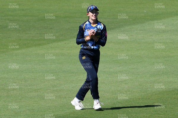 030726 - Glamorgan Women v Middlesex Women - Vitality Blast Women League 2 - Katy Cobb of Glamorgan Women catches the ball to dismiss Artemis Downer of Middlesex Women