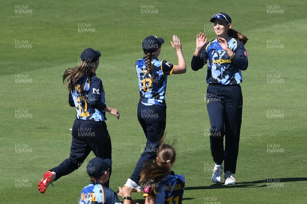 030726 - Glamorgan Women v Middlesex Women - Vitality Blast Women League 2 - Katy Cobb of Glamorgan Women catches the ball to dismiss Artemis Downer of Middlesex Women
