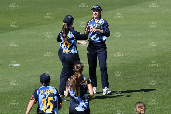 030726 - Glamorgan Women v Middlesex Women - Vitality Blast Women League 2 - Katy Cobb of Glamorgan Women catches the ball to dismiss Artemis Downer of Middlesex Women