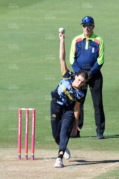 030726 - Glamorgan Women v Middlesex Women - Vitality Blast Women League 2 - Eve Jackson of Glamorgan Women bowls the ball to dismiss Lauren Turner of Middlesex Women and win the match