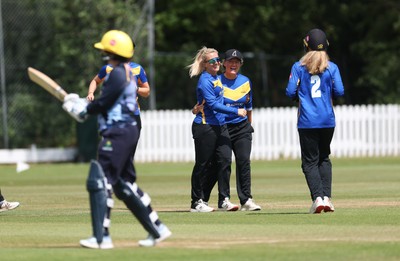 270625  Glamorgan Women v Sussex Sharks, Vitality Blast Women League Two South - Sussex celebrate taking the wicket of Lauren Parfitt of Glamorgan Women