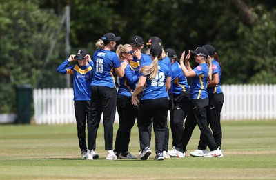 270625  Glamorgan Women v Sussex Sharks, Vitality Blast Women League Two South - Sussex celebrate taking the wicket of Lauren Parfitt of Glamorgan Women