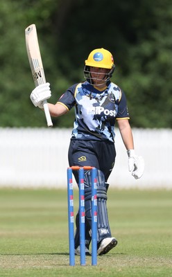270625  Glamorgan Women v Sussex Sharks, Vitality Blast Women League Two South - Daisy Mullan of Glamorgan Women celebrates her 50