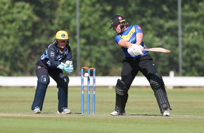 270625  Glamorgan Women v Sussex Sharks, Vitality Blast Women League Two South - Rachel King of Sussex Sharks is bowled by Poppy Walker of Glamorgan Women