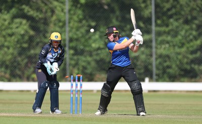 270625  Glamorgan Women v Sussex Sharks, Vitality Blast Women League Two South - Rachel King of Sussex Sharks is bowled by Poppy Walker of Glamorgan Women